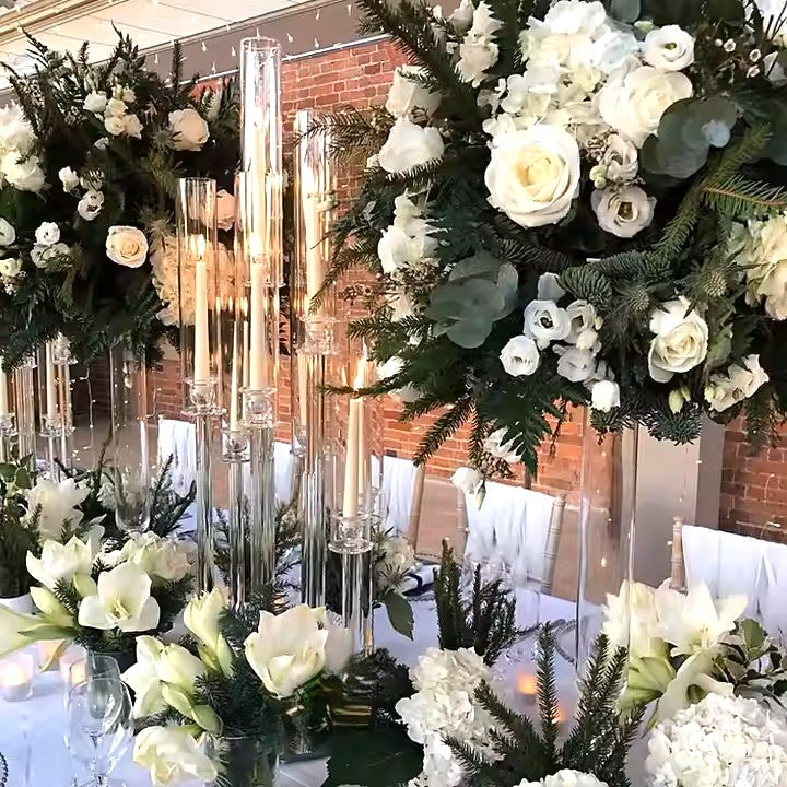 Crystal Glass Pillar Candle Holders