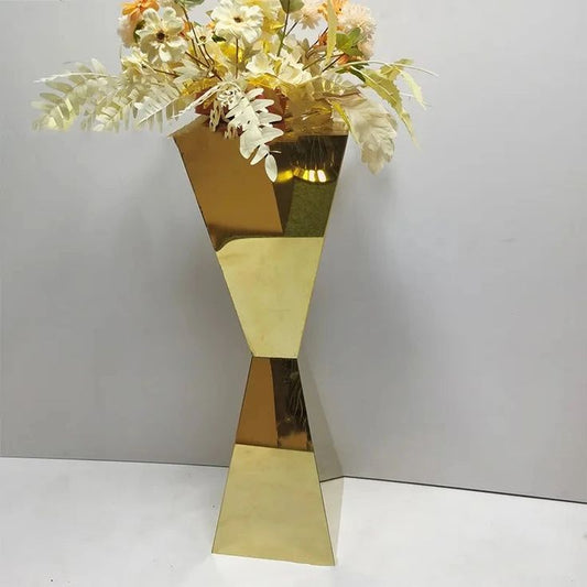2 Pcs | 40" Tall Gold Mirror Stainless Steel Floral Stands Table Floral Stand | Gold Wedding Vases Centerpieces Flower Stand | Pedestal Stand for Wedding Party Decoration