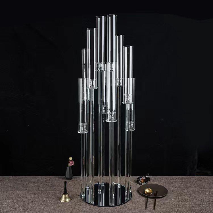 Crystal Glass Candelabra Pillar Candle Holders