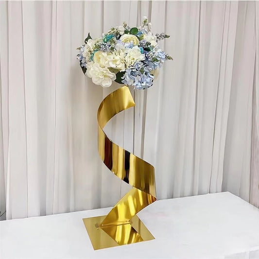 2 Pcs | 3 Pcs | 4 Pcs | 32" Tall Spiral Table Floral Stand | Gold Wedding Vases Centerpieces Flower Stand | Pedestal Stand for Wedding Party Decoration