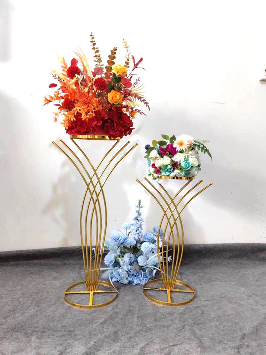 4 Pcs | 36" Tall 20" Wide Mermaid-Shaped Table Floral Stand | Gold Wedding Vases Centerpieces Flower Stand | Pedestal Stand for Wedding Party Decoration