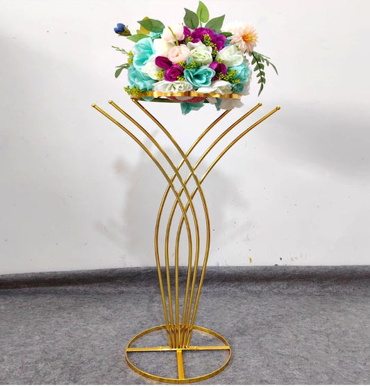 4 Pcs | 36" Tall 20" Wide Mermaid-Shaped Table Floral Stand | Gold Wedding Vases Centerpieces Flower Stand | Pedestal Stand for Wedding Party Decoration