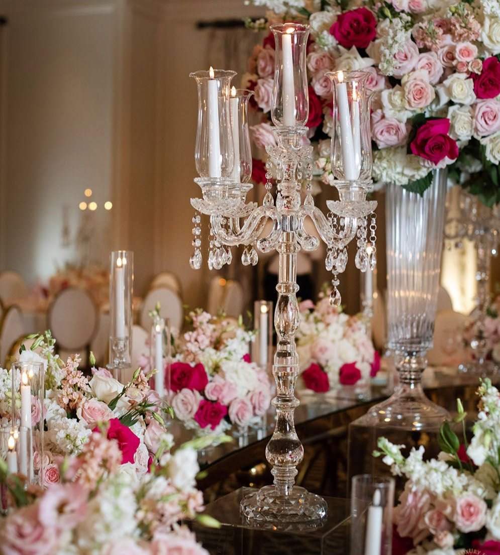 Crystal Glass Candelabra Party Candle Holders
