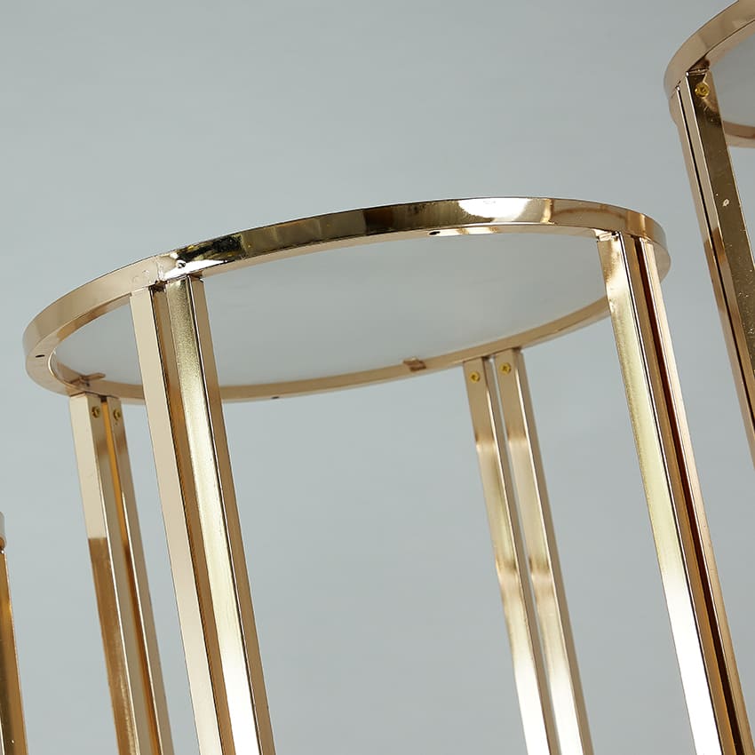 Set of 3 Pcs Gold Round Metal Cylinder