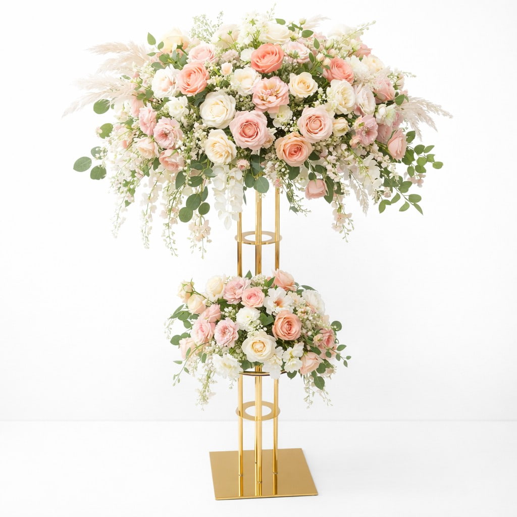 48" Round Gold Wedding Vases Centerpieces