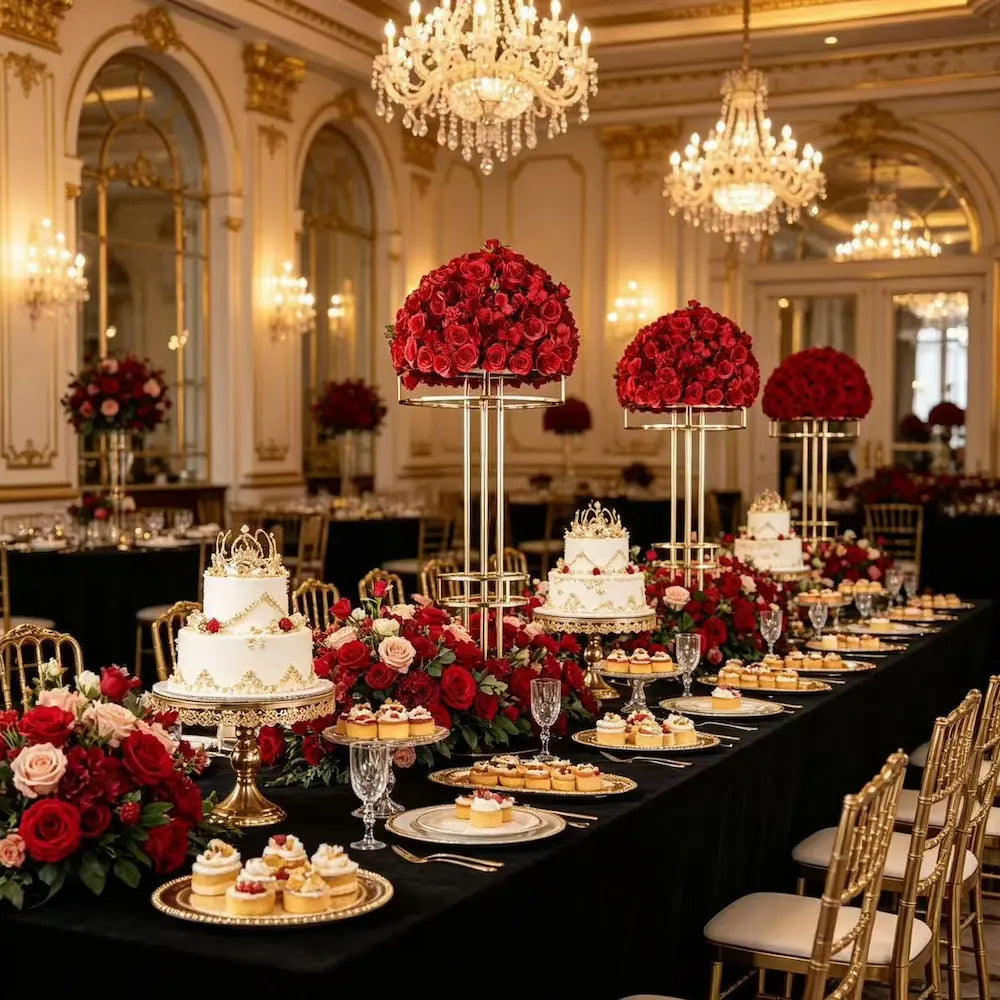 48" Round Gold Wedding Vases Centerpieces