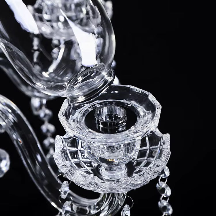 5 Arm 40" Crystal Glass Candelabra Party Candle Holders