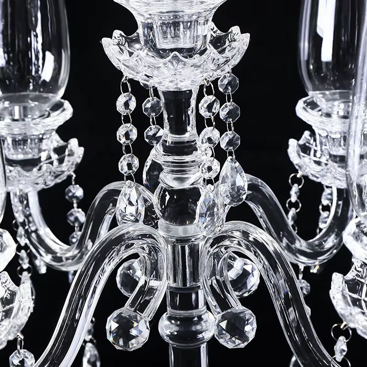 5 Arm 40" Crystal Glass Candelabra Party Candle Holders
