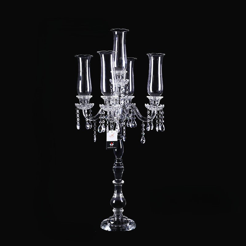 5 Arm 40" Crystal Glass Candelabra Party Candle Holders