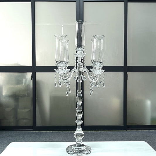 5 Arm 40" Crystal Glass Candelabra Party Candle Holders