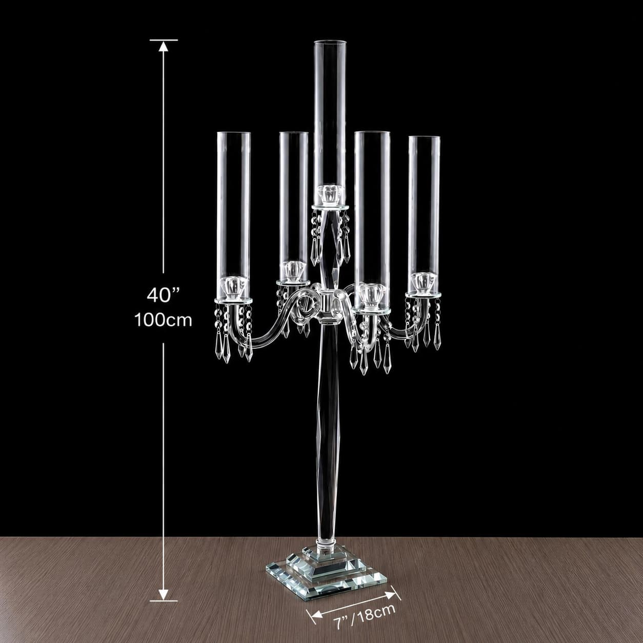 5 Arm 40" Crystal Glass Candelabras Party Candle Holders