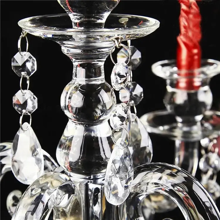 5 Arm 20" Crystal glass Party Candle Holders