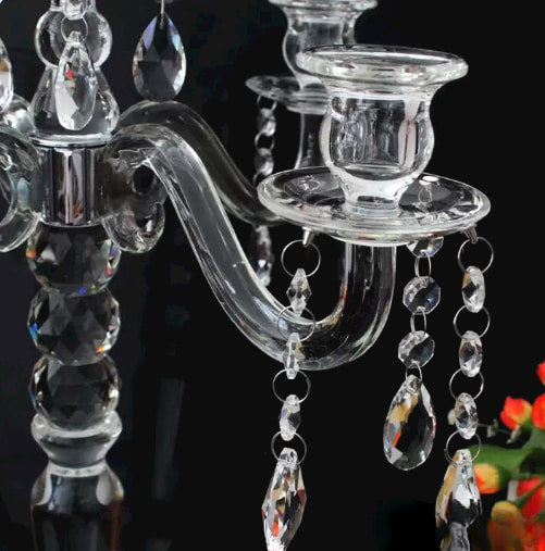 5 Arm 20" Crystal glass Party Candle Holders