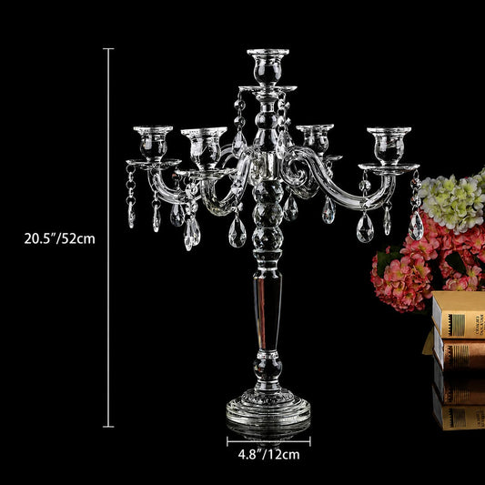 5 Arm 20" Crystal glass Party Candle Holders