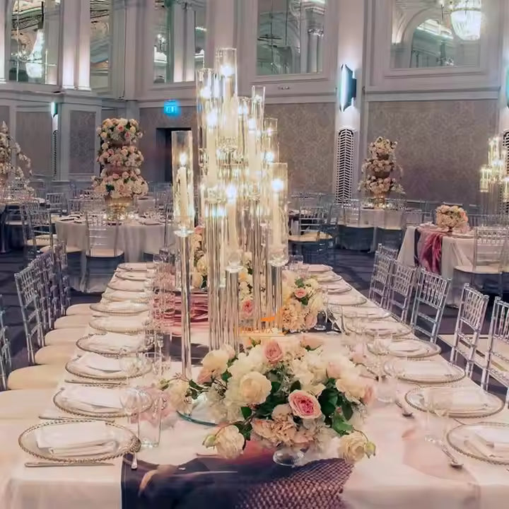 Crystal Glass Candelabra Wedding Centerpiece