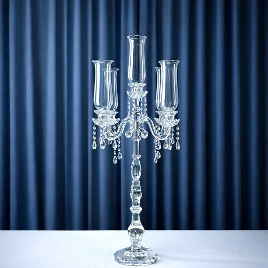 5 Arm 40" Crystal Glass Candelabra Party Candle Holders