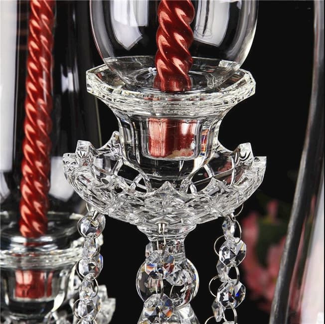 5 Arm 28.4" Crystal Glass Candelabra Party Candle Holders