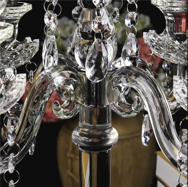 5 Arm 28.4" Crystal Glass Candelabra Party Candle Holders
