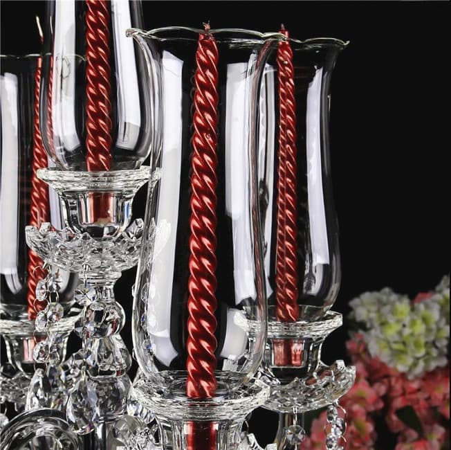 5 Arm 28.4" Crystal Glass Candelabra Party Candle Holders