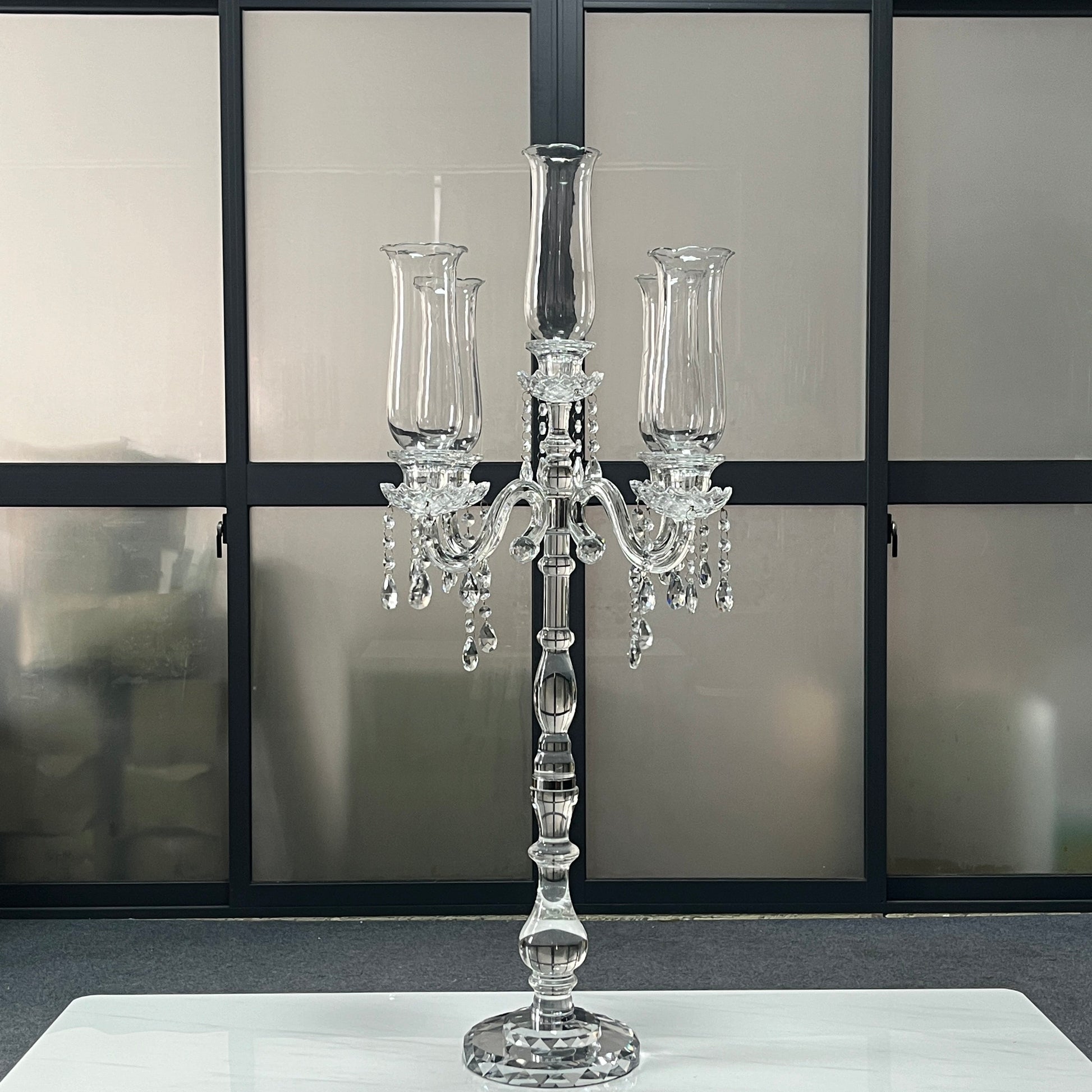 Crystal Glass Candelabra Party Candle Holders