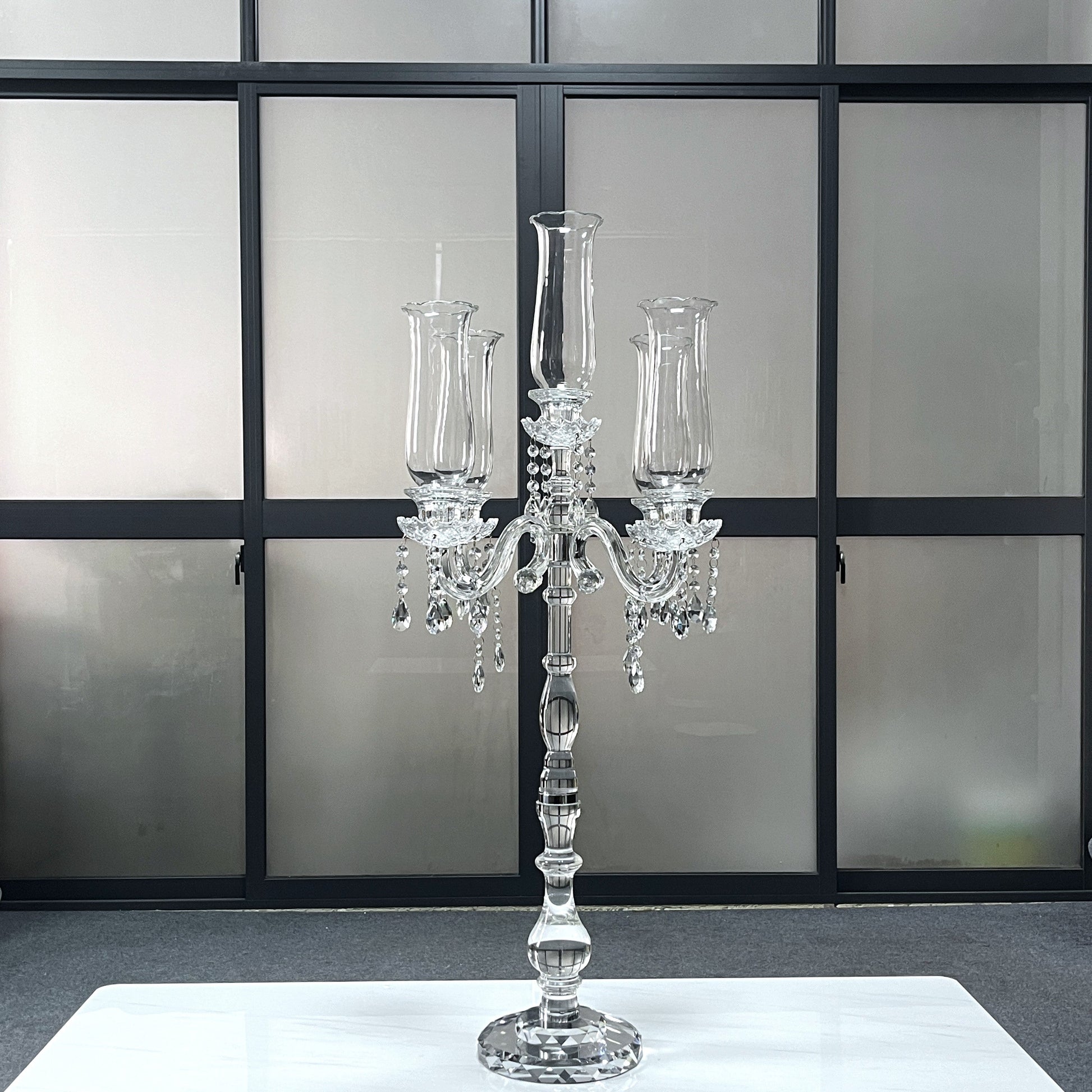 Crystal Glass Candelabra Party Candle Holders