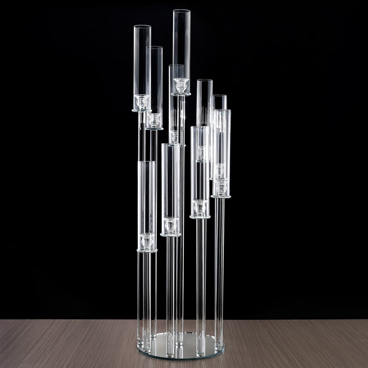 10 Arm 48" S-Shaped Crystal Glass Candelabra Pillar Candle Holders