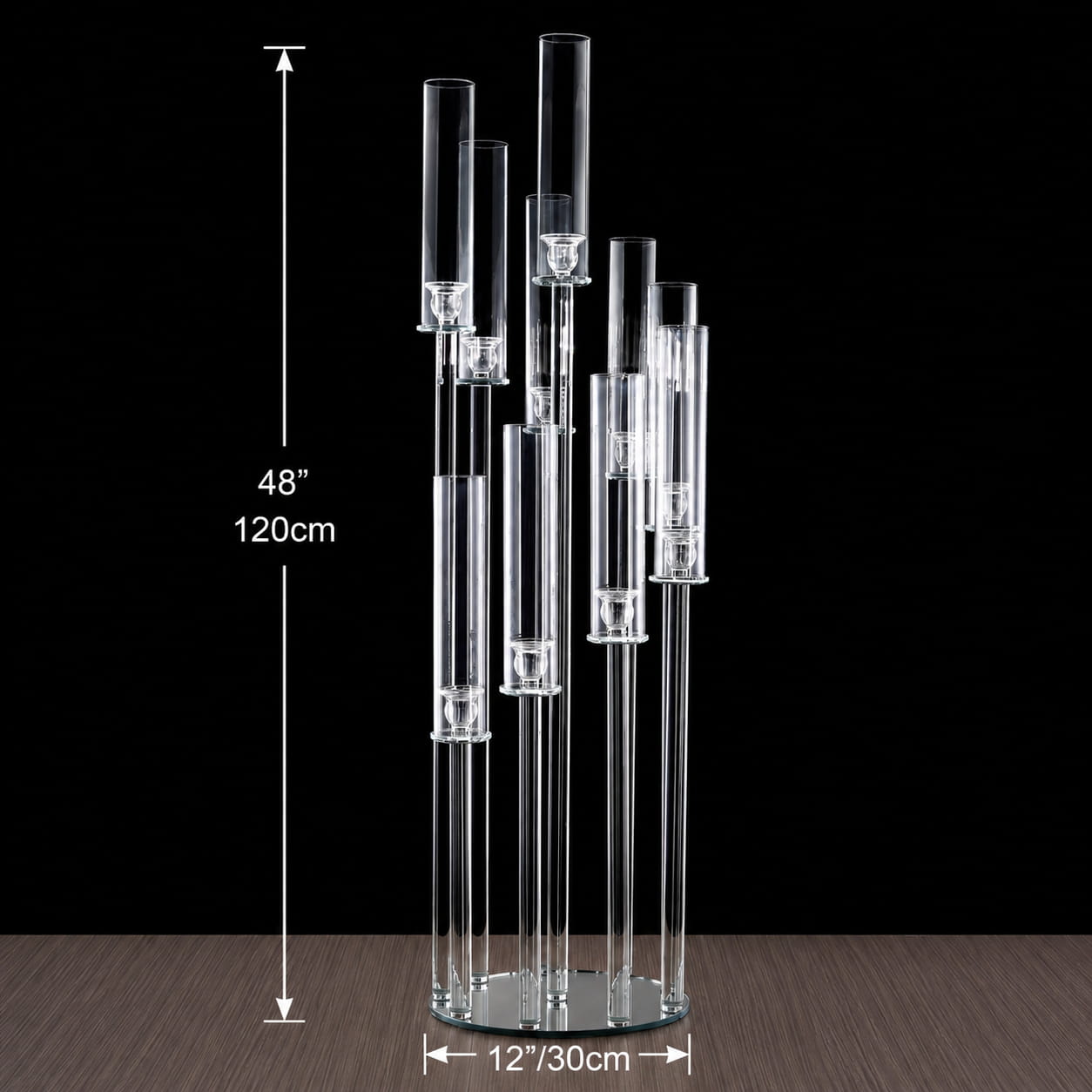 10 Arm 48" S-Shaped Crystal Glass Candelabra Pillar Candle Holders