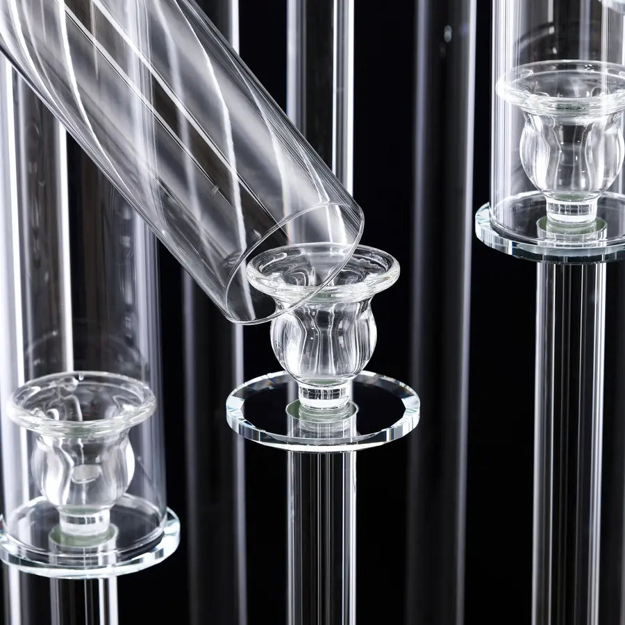 10 Arm 48" S-Shaped Crystal Glass Candelabra Pillar Candle Holders