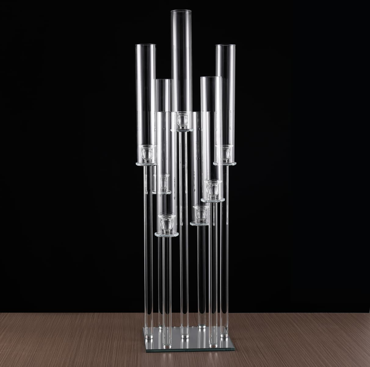 7 Arm 40" Crystal Glass Candelabra With Square Mirror Base