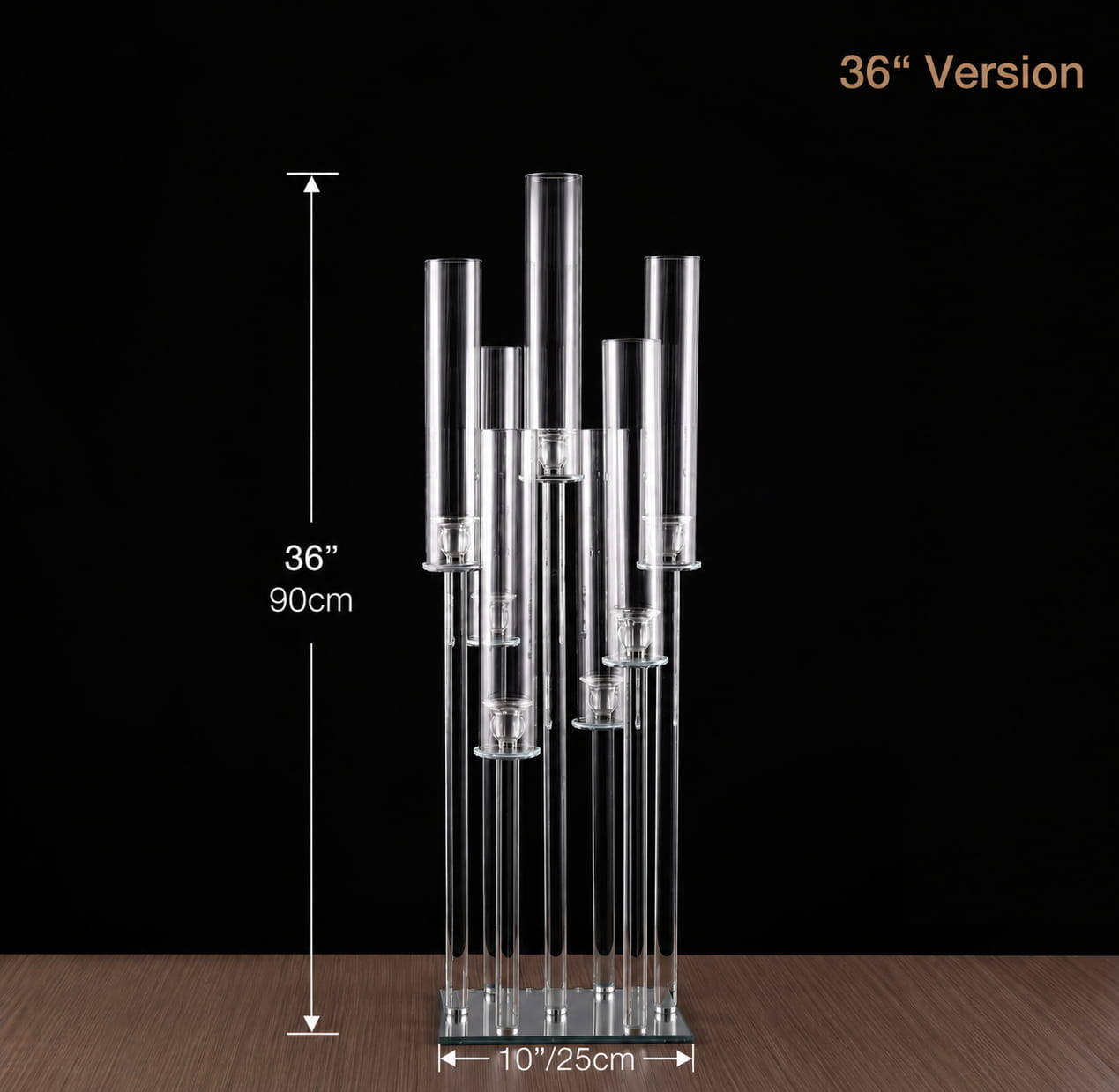 7 Arm 40" Crystal Glass Candelabra With Square Mirror Base