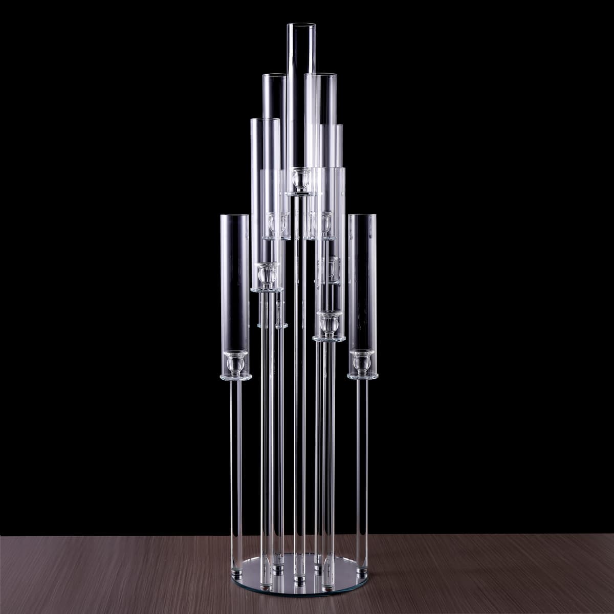 9 Arm 48" Crystal Glass Candelabra With Mirror Base