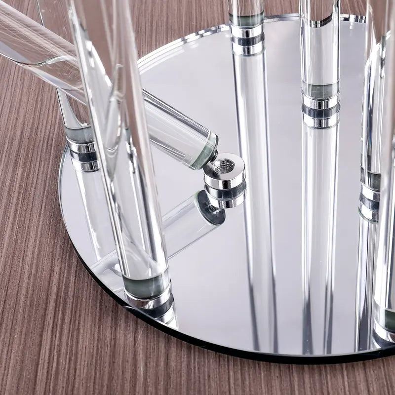 9 Arm 48" Crystal Glass Candelabra With Mirror Base