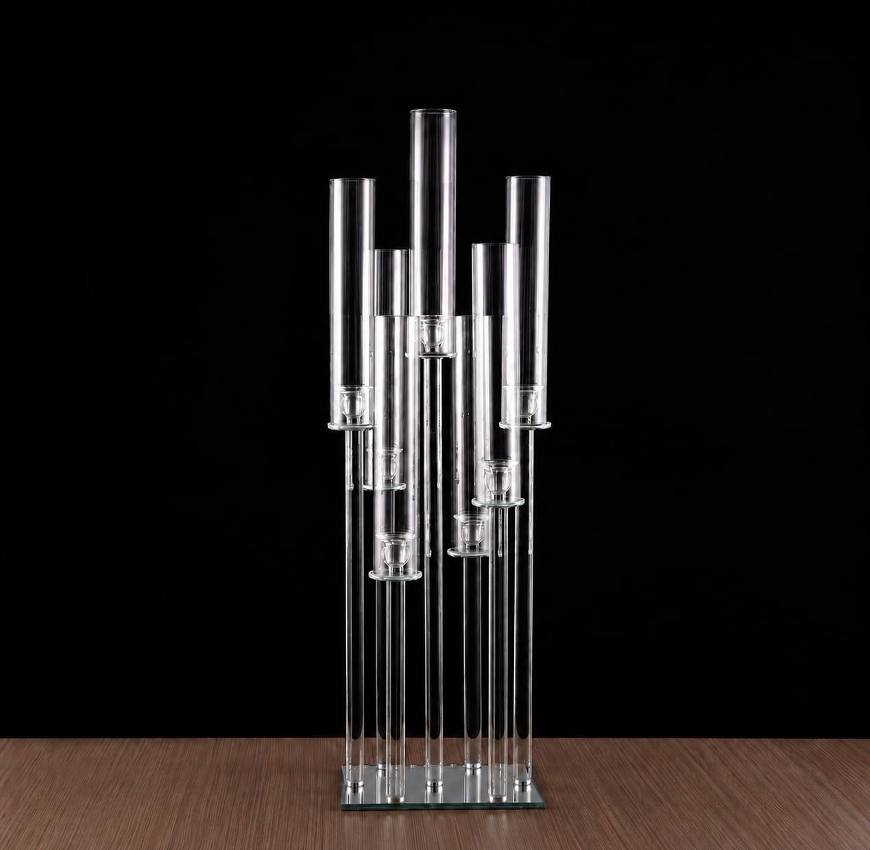 7 Arm 36" Crystal Glass Candelabra With Square Mirror Base
