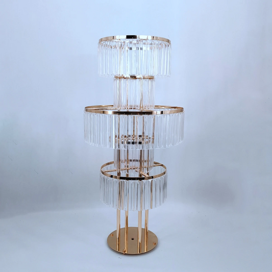 2 Pcs | 44" Tall 5 Tier Round Gold Wedding Vases Centerpieces Clear Pendant Flower Stand | Pedestal Stand for Wedding Party Decoration