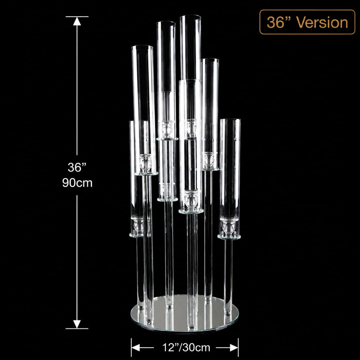 8 Arm 36" Crystal Glass Candelabra Wedding Centerpiece