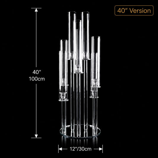 8 Arm 40" Crystal Glass Candelabra Wedding Centerpiece