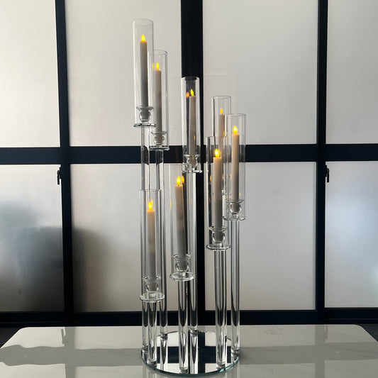 8 Arm 40" S-Shaded Crysta lGlass Candelabra
