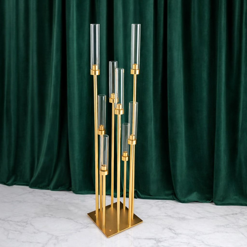 8 Arm 50" Gold Metal Candelabra