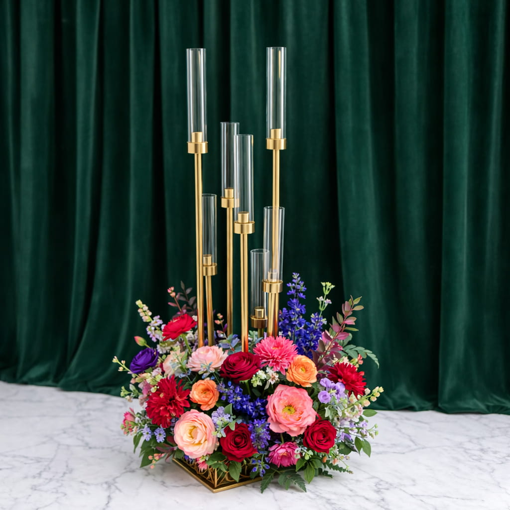 8 Arm 50" Gold Metal Candelabra