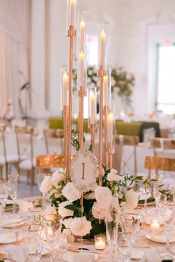 8 Arm 50" Gold Metal Candelabra