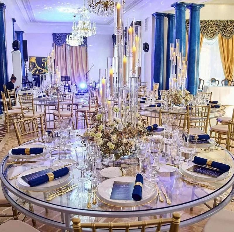 8 Arm 40" S-Shaped Crystal Glass Candelabra Wedding Centerpiece