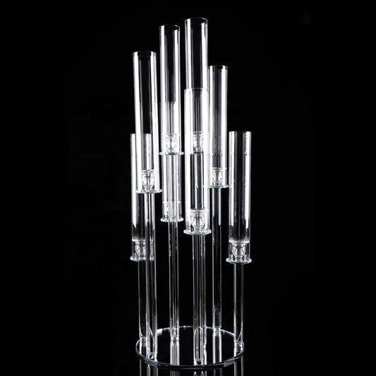 8 Arm 36" Crystal Glass Pillar Candle Holders