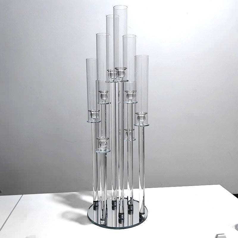 Crystal Glass Pillar Candle Holders