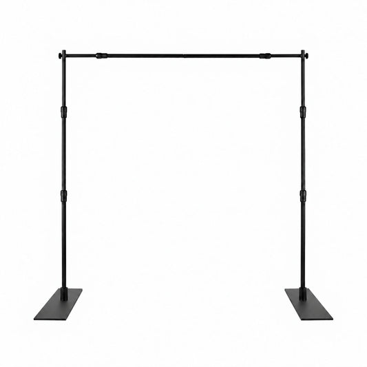 8ft × 8ft Adjustable Aluminum Backdrop Stand with Heavy-Duty Steel Bases & Carry Bag