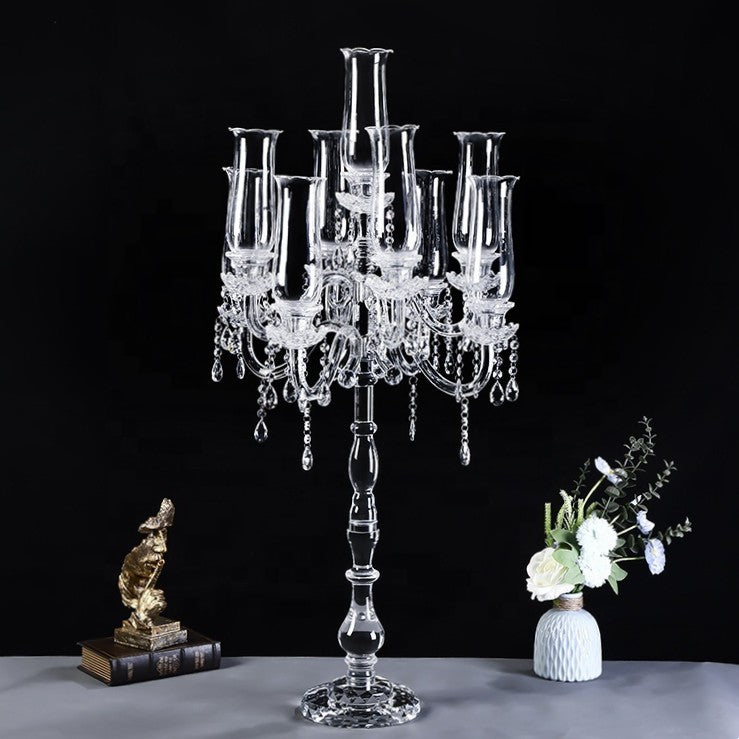 K9 Crystal 9-Arm Candelabra with Roman Columns