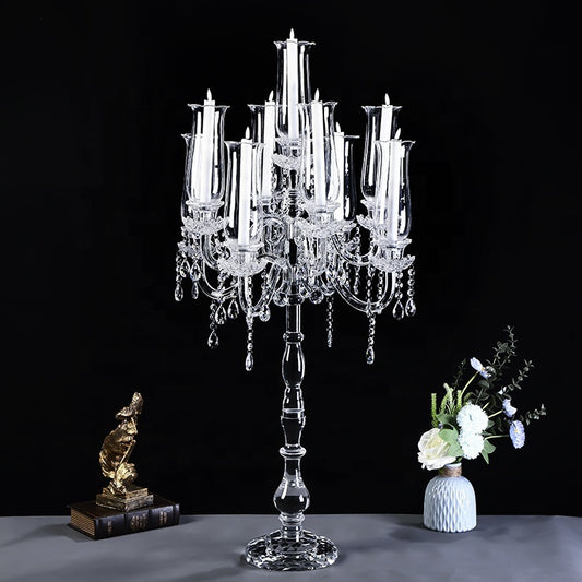 K9 Crystal 9-Arm Candelabra with Roman Columns