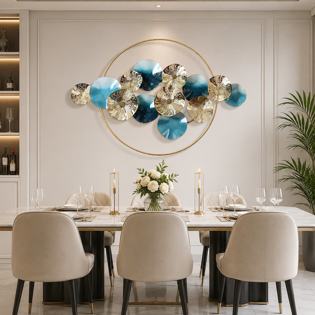 Modern 3D Hollow Leaves Metal Wall Decor Home Accent Art