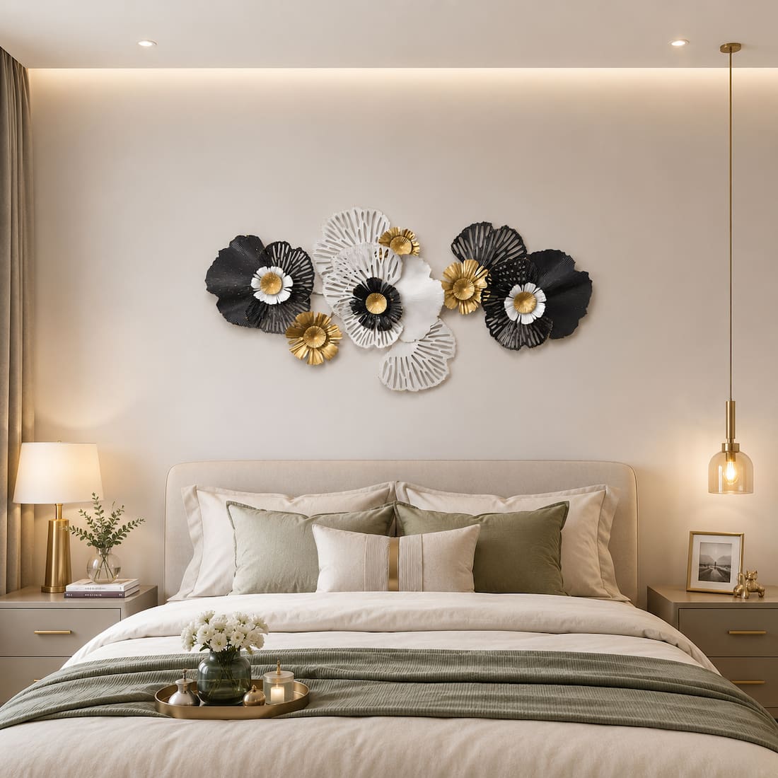 Handcrafted 3D Metal Hollow Flower Home Accent