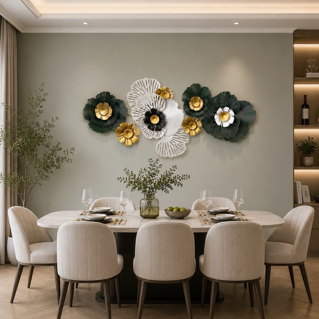 Handcrafted 3D Metal Hollow Flower Home Accent