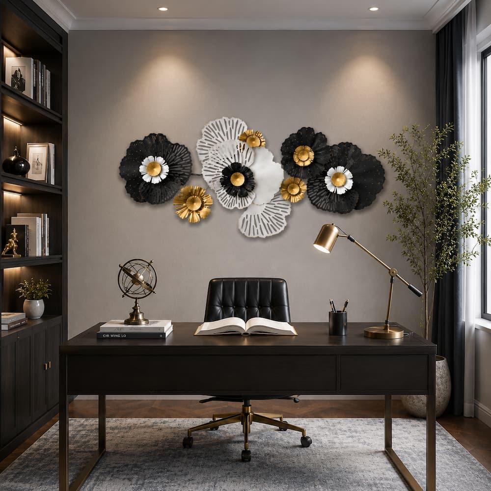 Handcrafted 3D Metal Hollow Flower Home Accent